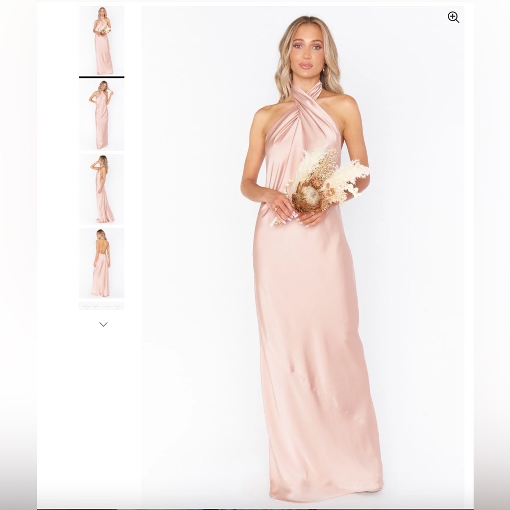 Jasmin Halter Maxi Dress - Rose Gold Luxe Satin - XXS